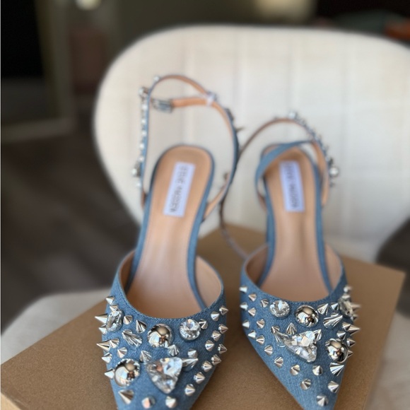 Steve Madden Blue Studded Women's Heels - Picture 2 of 14